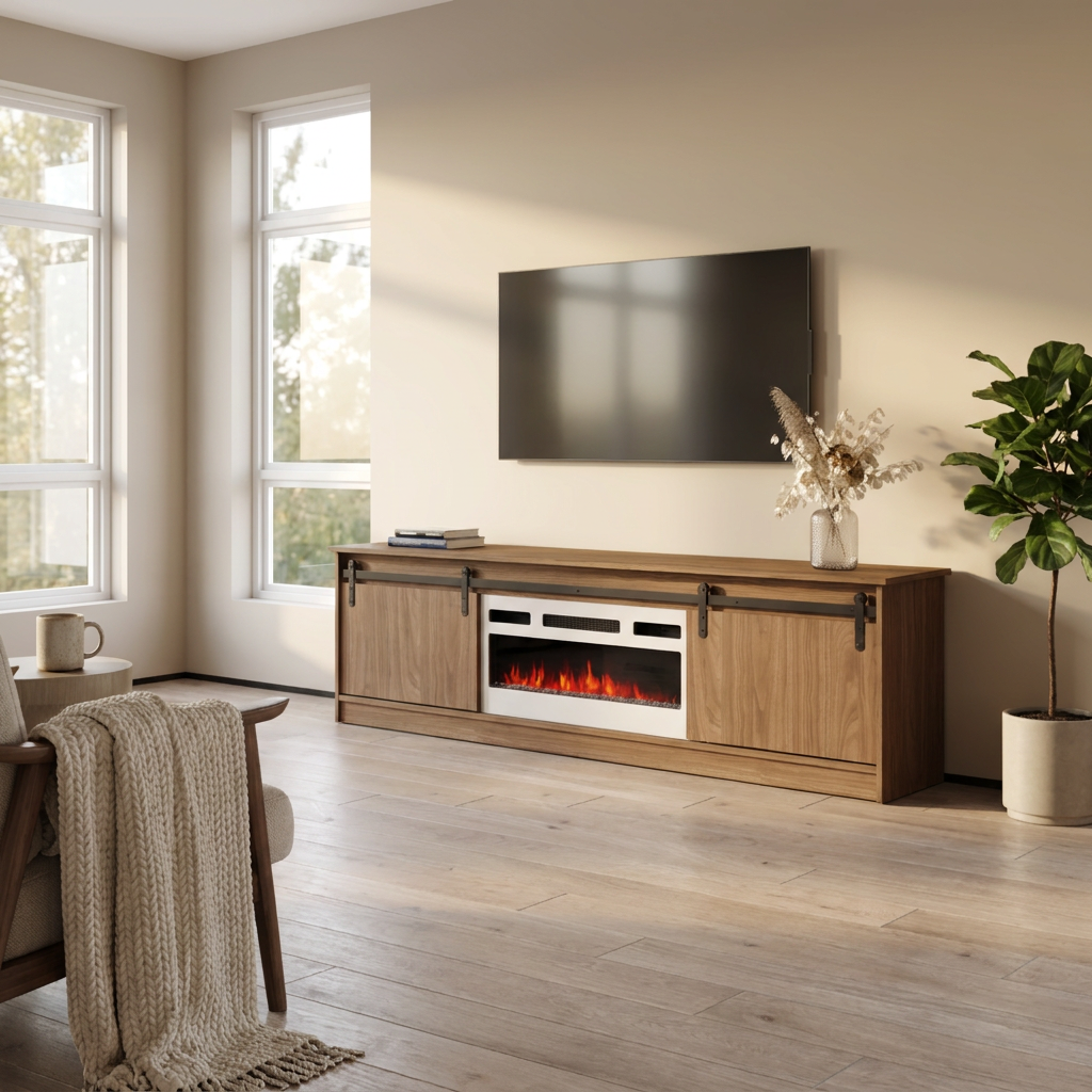 Granero 04 WH-EF Fireplace TV Stand