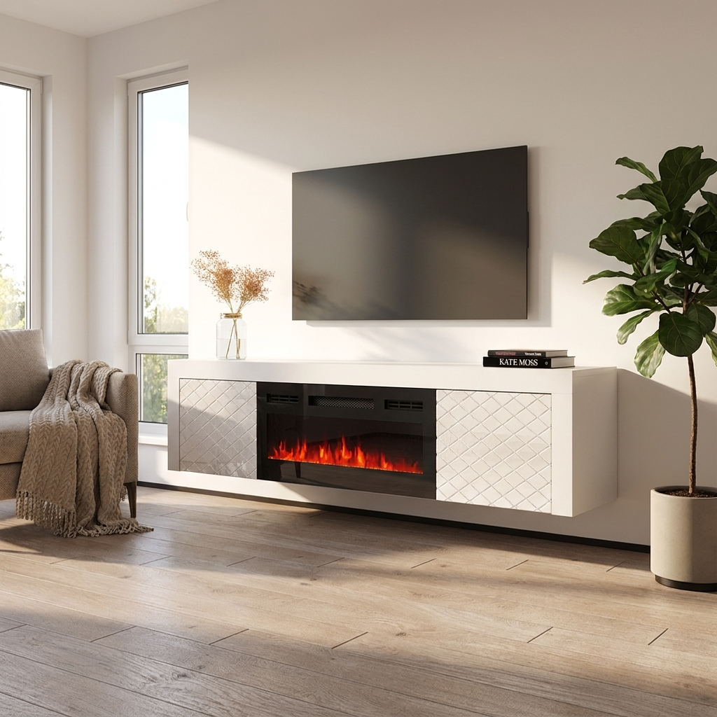 Dia BL-EF Floating Fireplace TV Stand