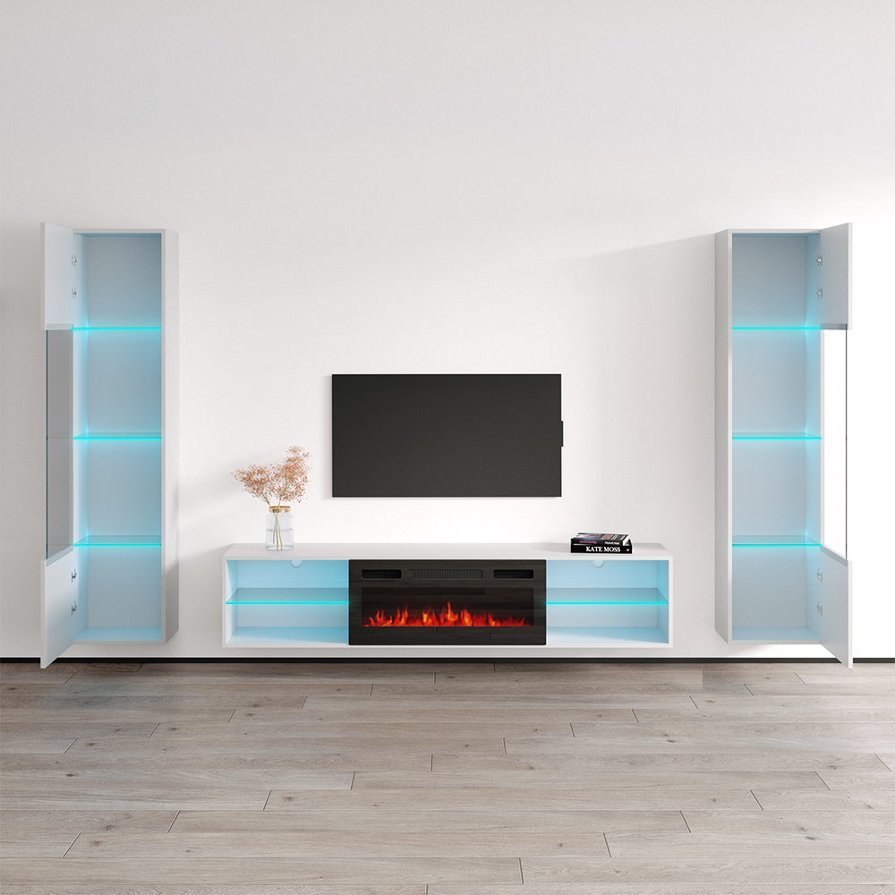 Lima BL-EF Floating Fireplace Entertainment Center - Meble Furniture