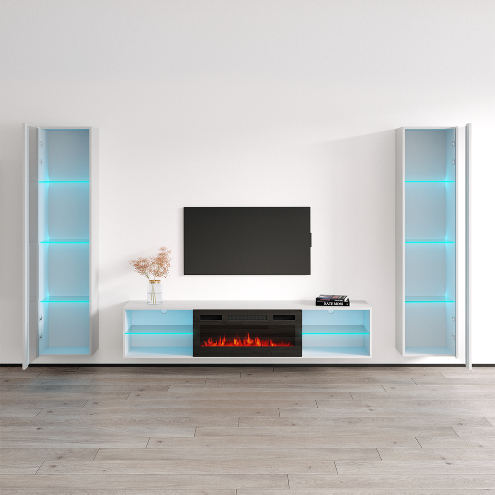 Lima BL-EF Floating Fireplace Entertainment Center - Meble Furniture