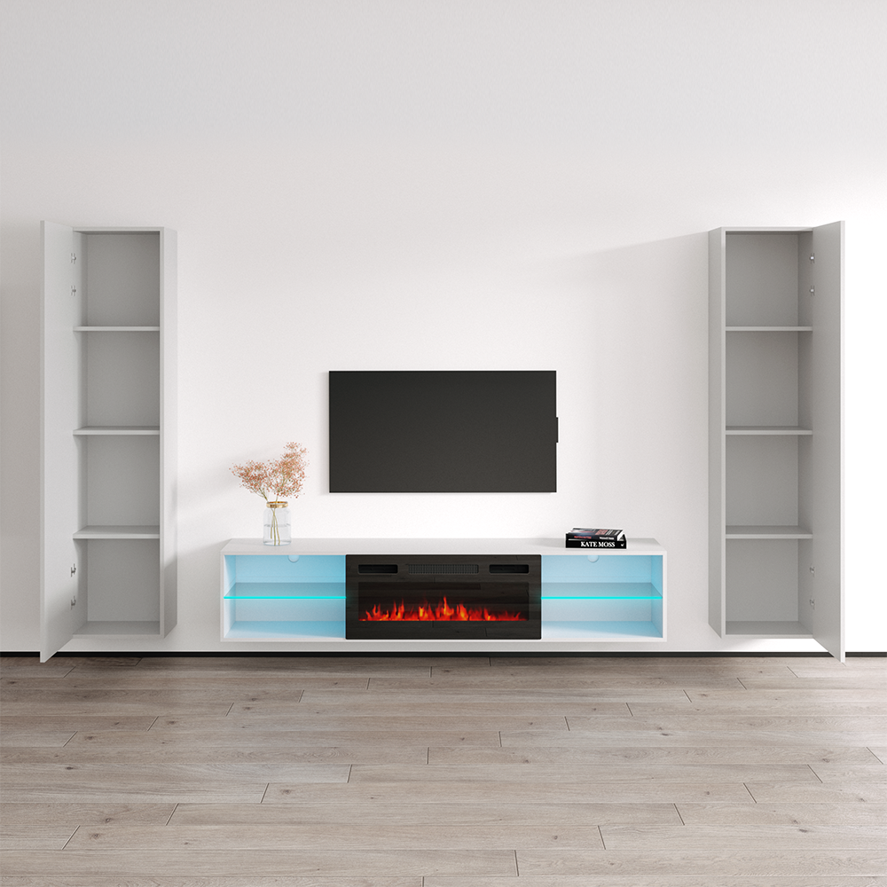 Lima BL-EF Floating Fireplace Entertainment Center - Meble Furniture