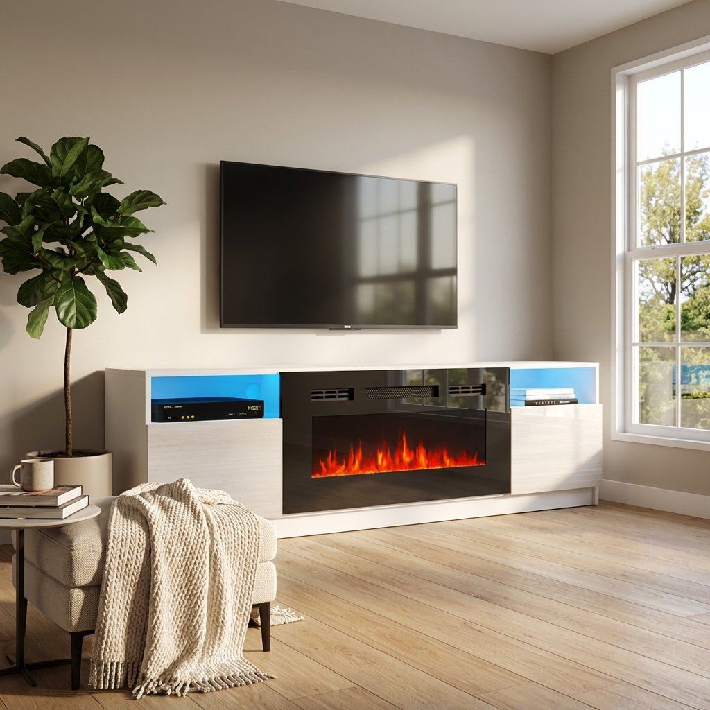 York 02 Fireplace TV Stand