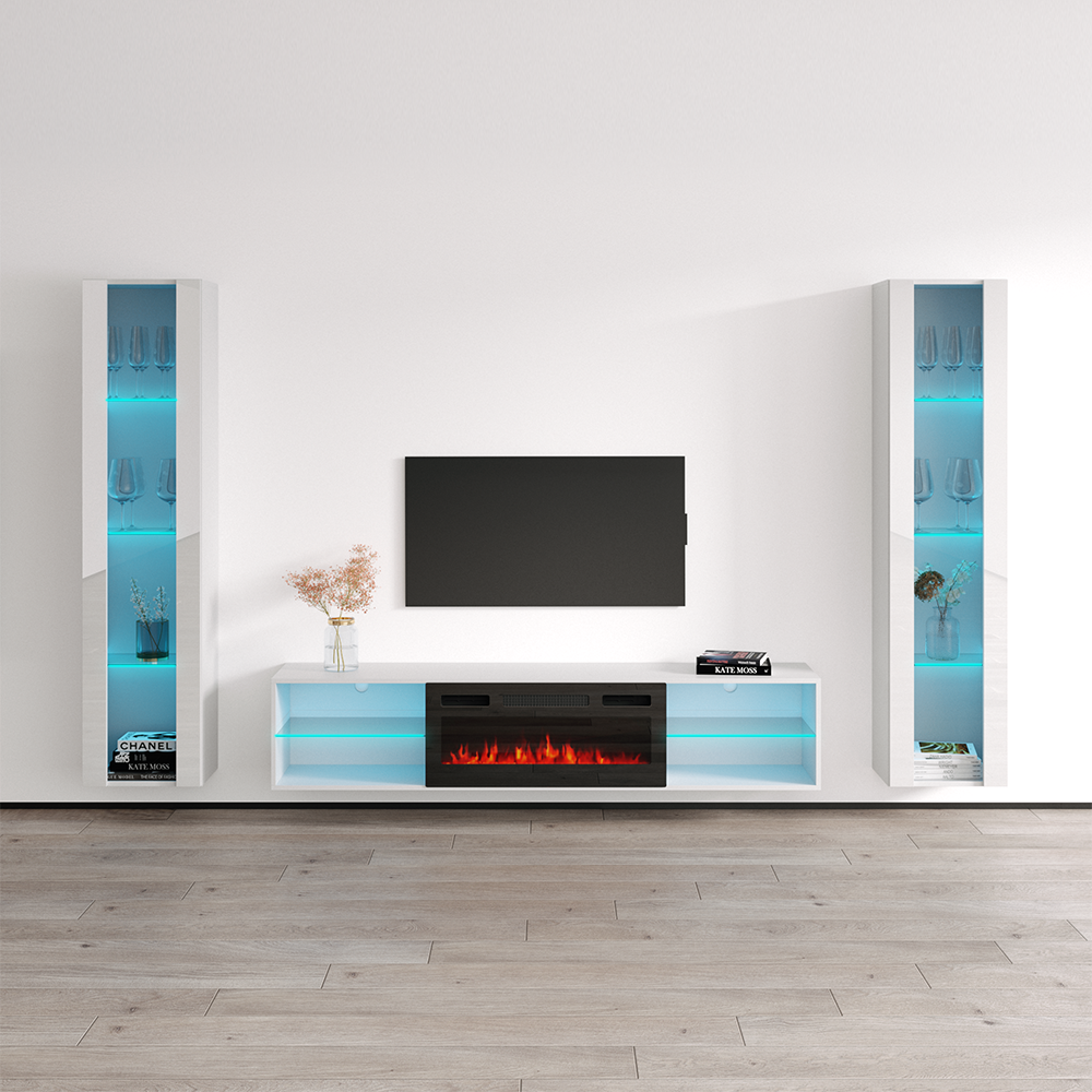 Lima BL-EF Floating Fireplace Entertainment Center - Meble Furniture