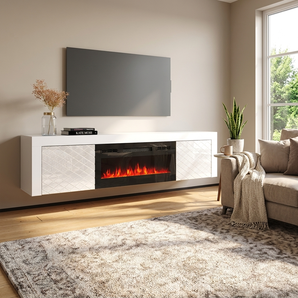 Dia BL-EF Floating Fireplace TV Stand