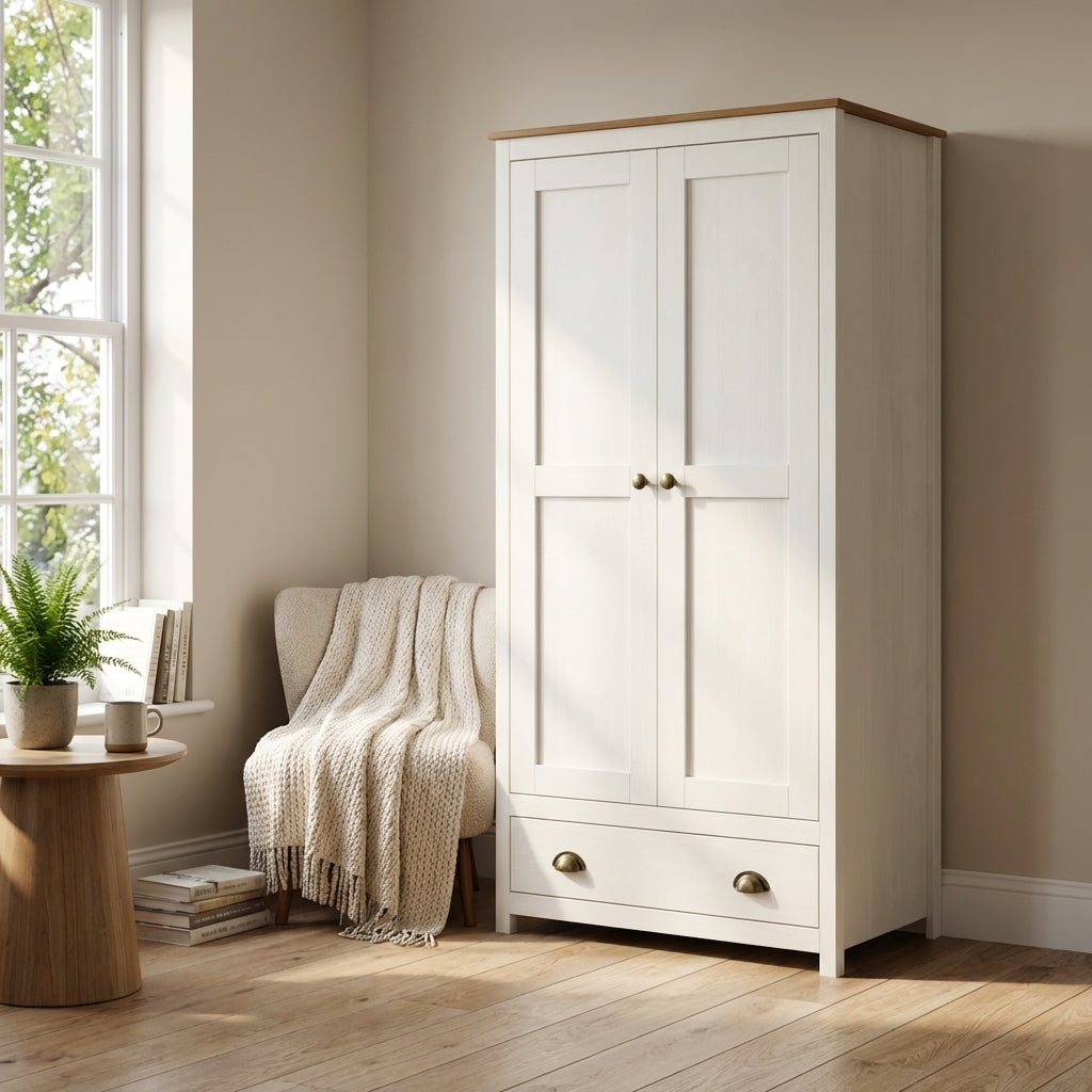 Topazio 2D1S Solid Wood Wardrobe