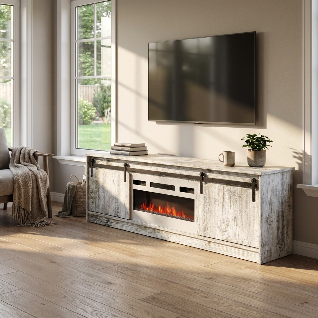 Granero 04 WH-EF Fireplace TV Stand