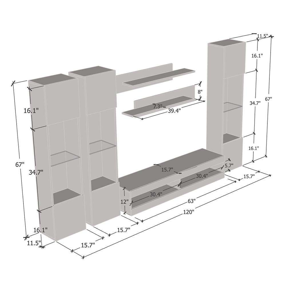 Fly C 34TV Floating Entertainment Center - Meble Furniture
