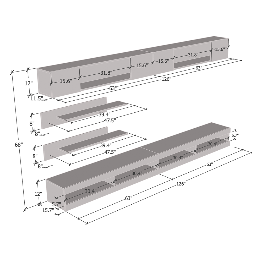Fly I 34TV Floating Entertainment Center - Meble Furniture