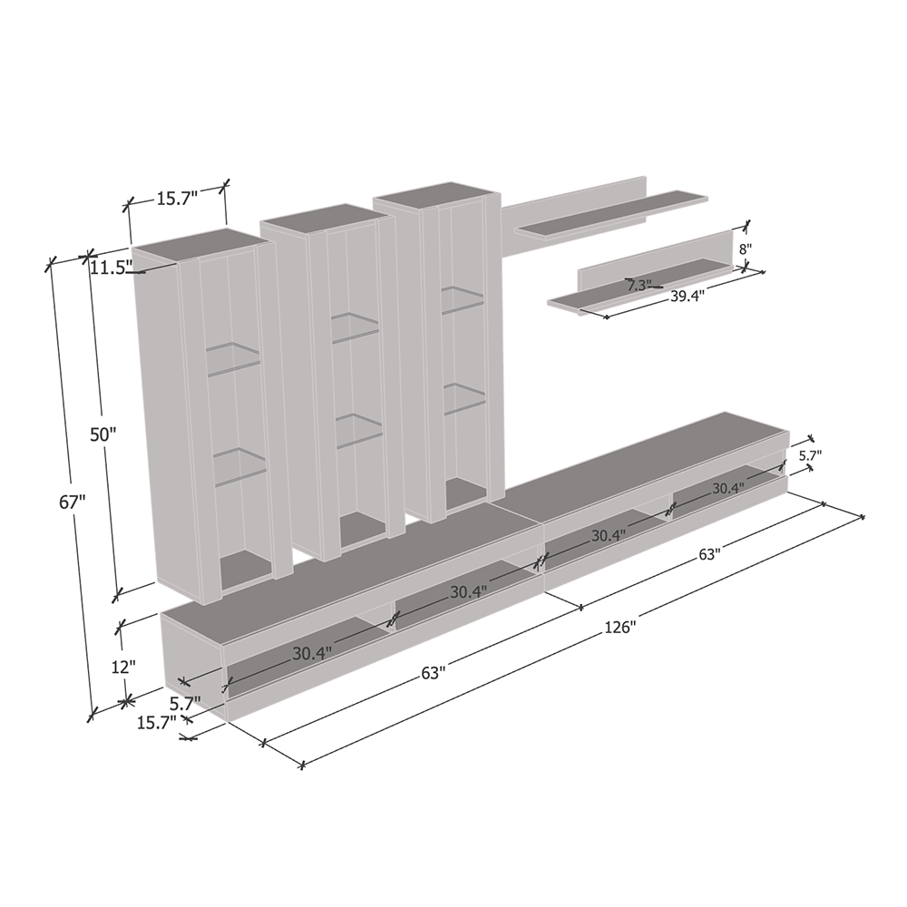 Fly E 34TV Floating Entertainment Center - Meble Furniture