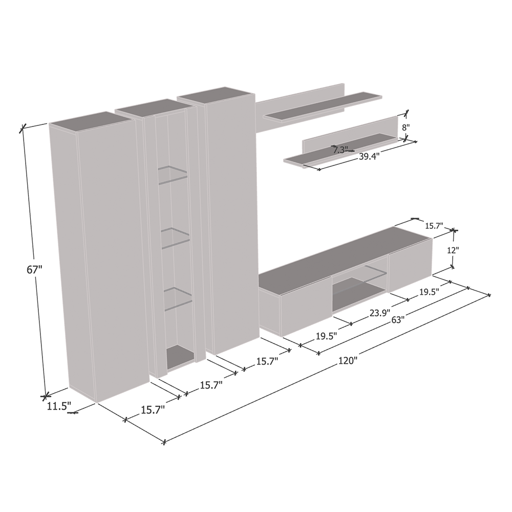Fly C 33TV Floating Entertainment Center - Meble Furniture