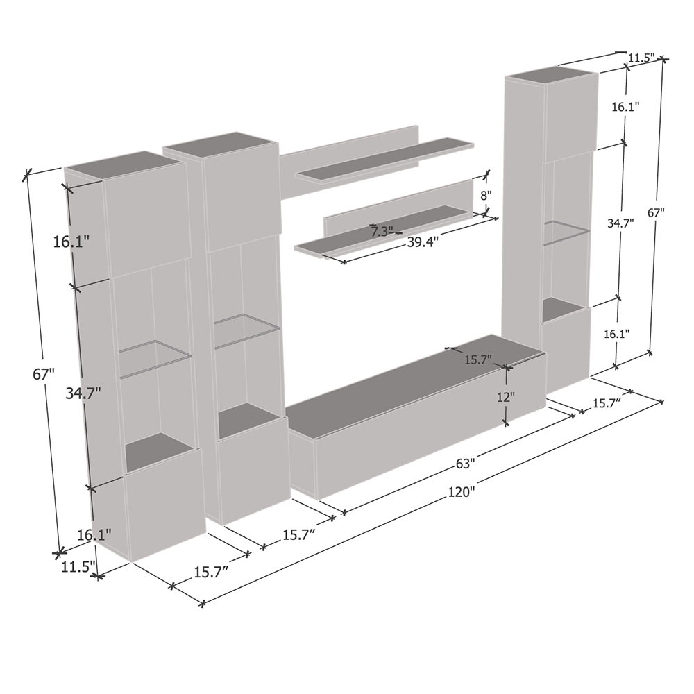 Fly C 30TV Floating Entertainment Center - Meble Furniture