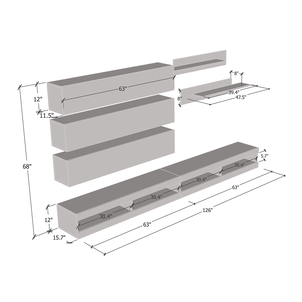 Fly J 34TV Floating Entertainment Center - Meble Furniture