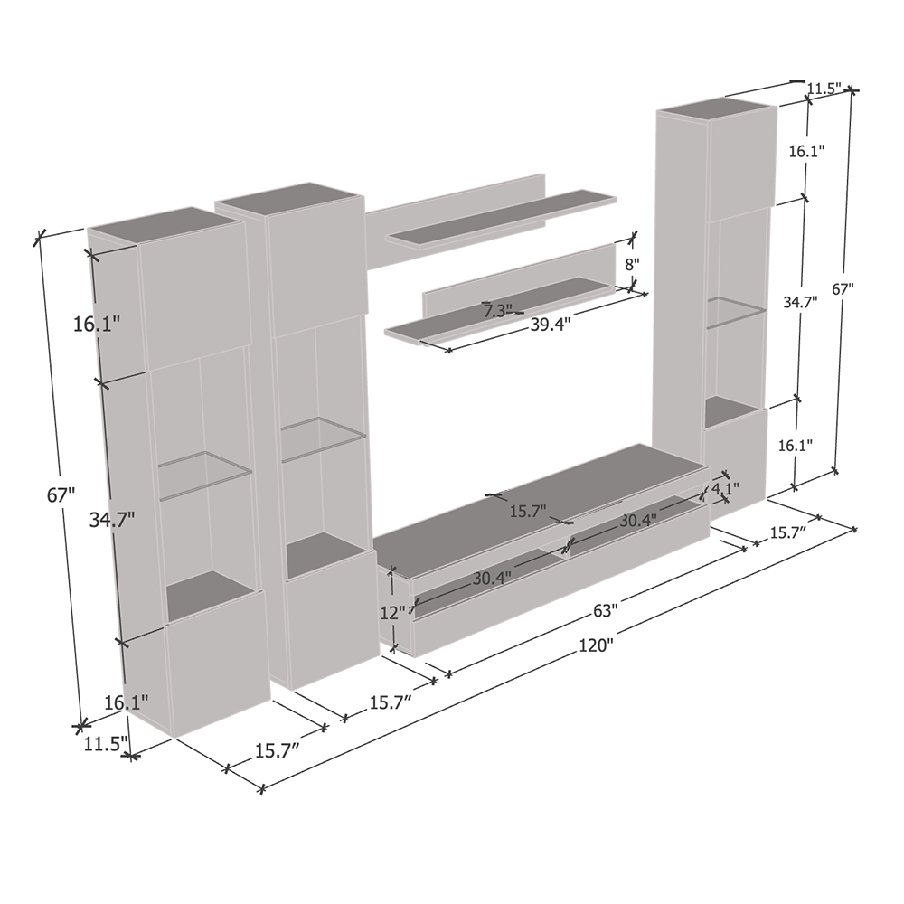 Fly C 35TV Floating Entertainment Center - Meble Furniture
