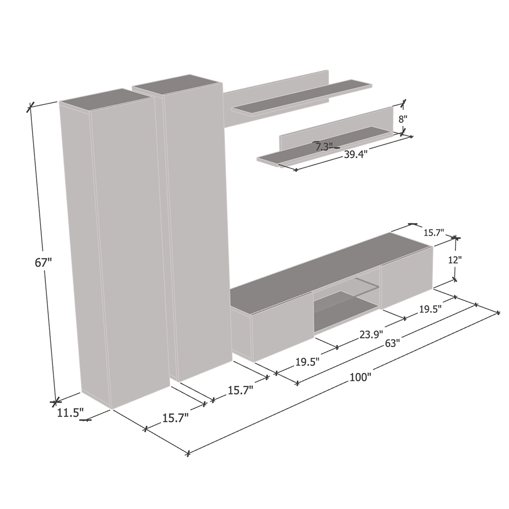 Fly A 33TV Floating Entertainment Center - Meble Furniture