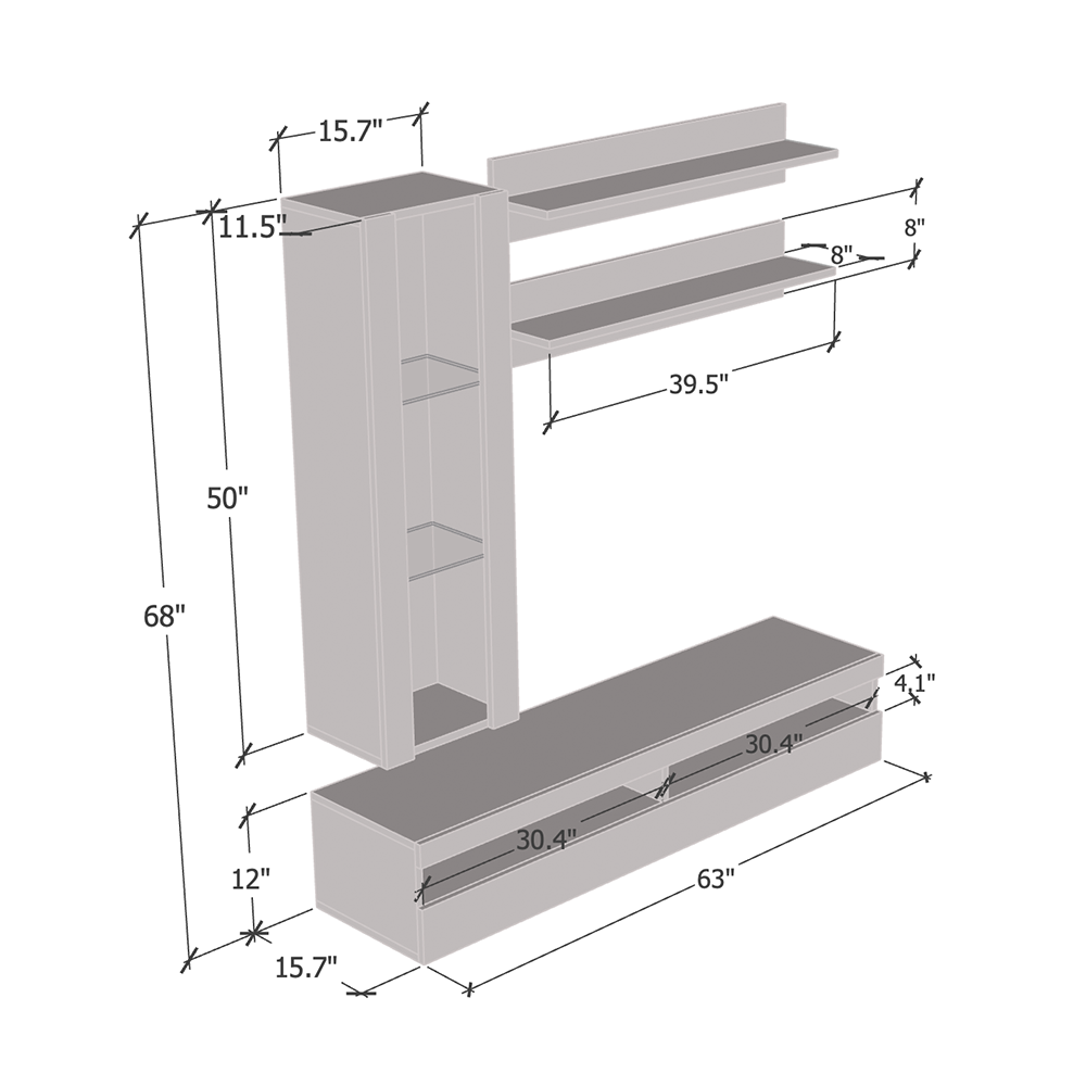 Fly H 35TV Floating Entertainment Center - Meble Furniture