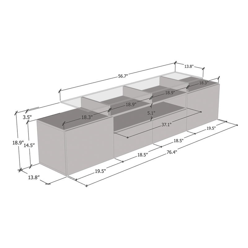 Evora TV Stand dimensions diagram