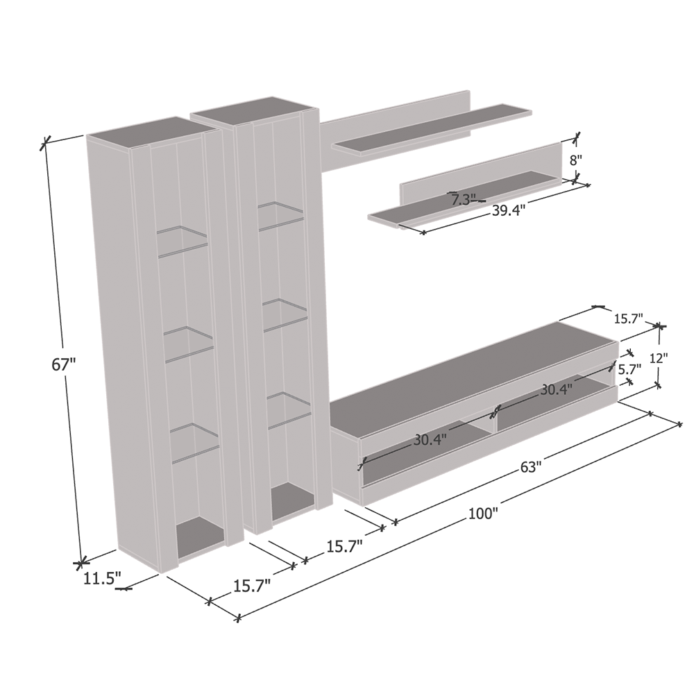 Fly A 34TV Floating Entertainment Center - Meble Furniture
