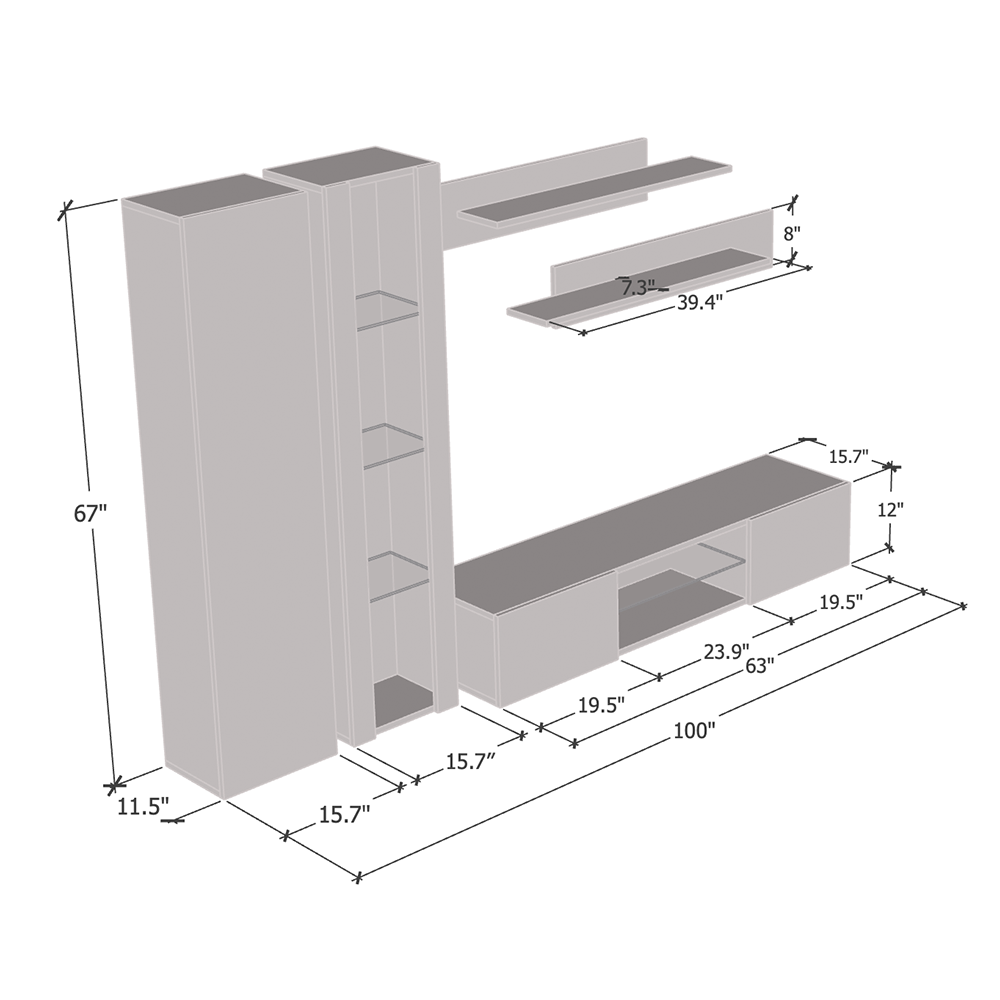 Fly A 33TV Floating Entertainment Center - Meble Furniture