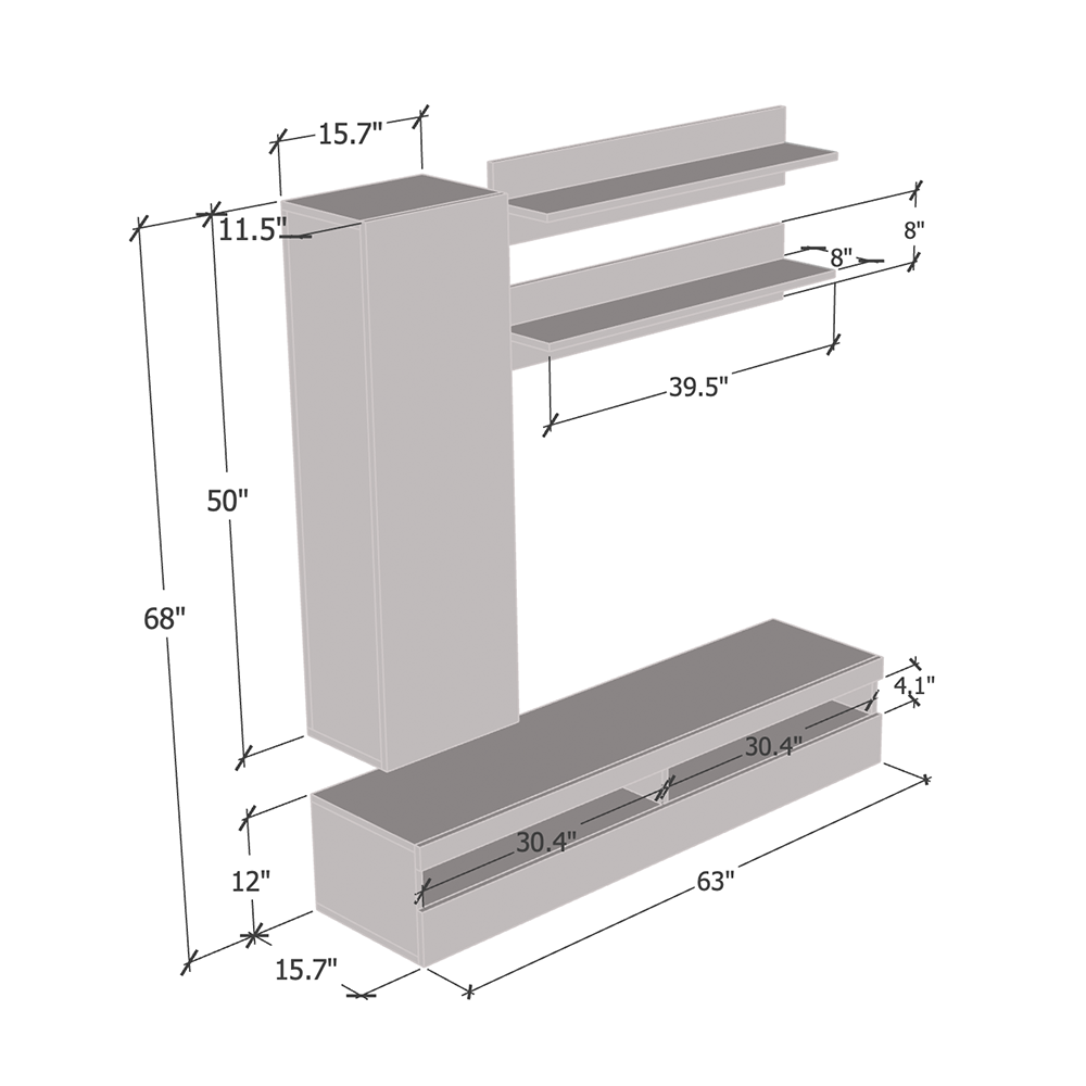 Fly H 35TV Floating Entertainment Center - Meble Furniture