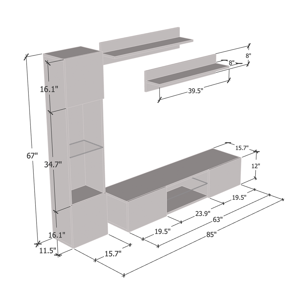 Fly G 33TV Floating Entertainment Center - Meble Furniture