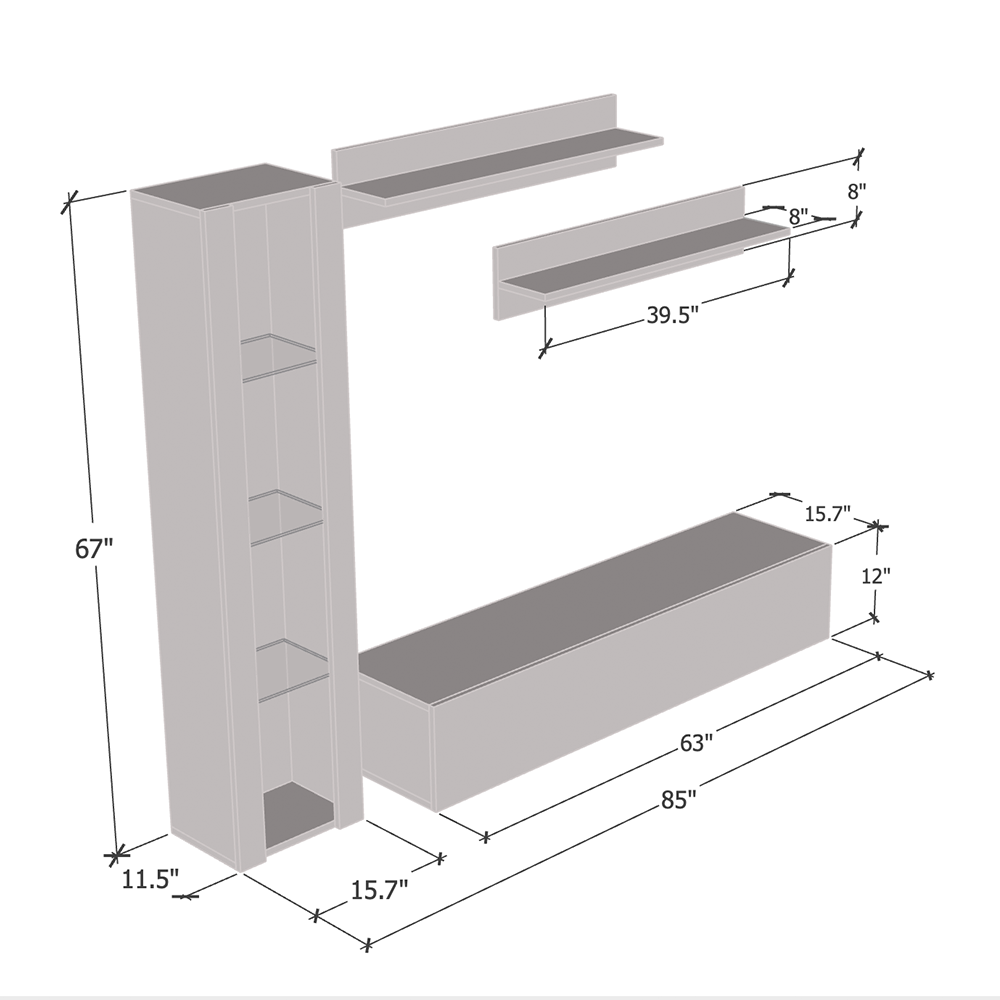 Fly G 30TV Floating Entertainment Center - Meble Furniture