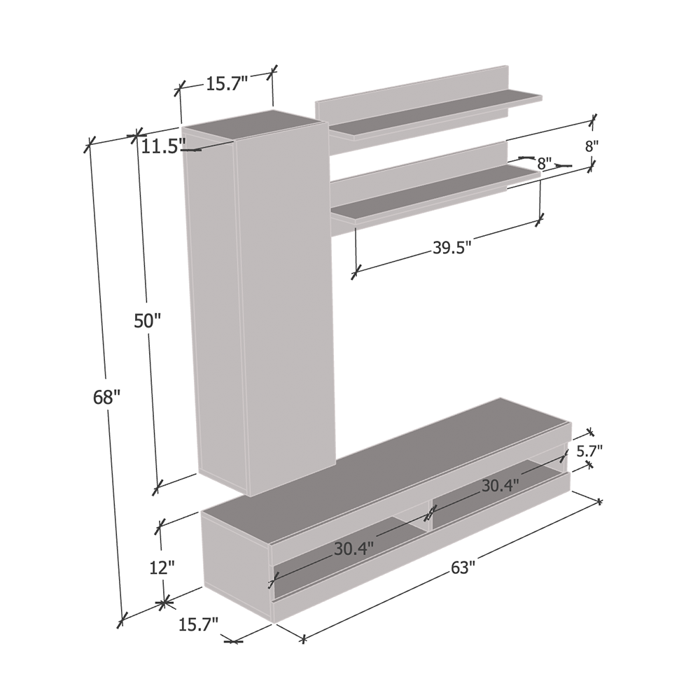 Fly H 34TV Floating Entertainment Center - Meble Furniture