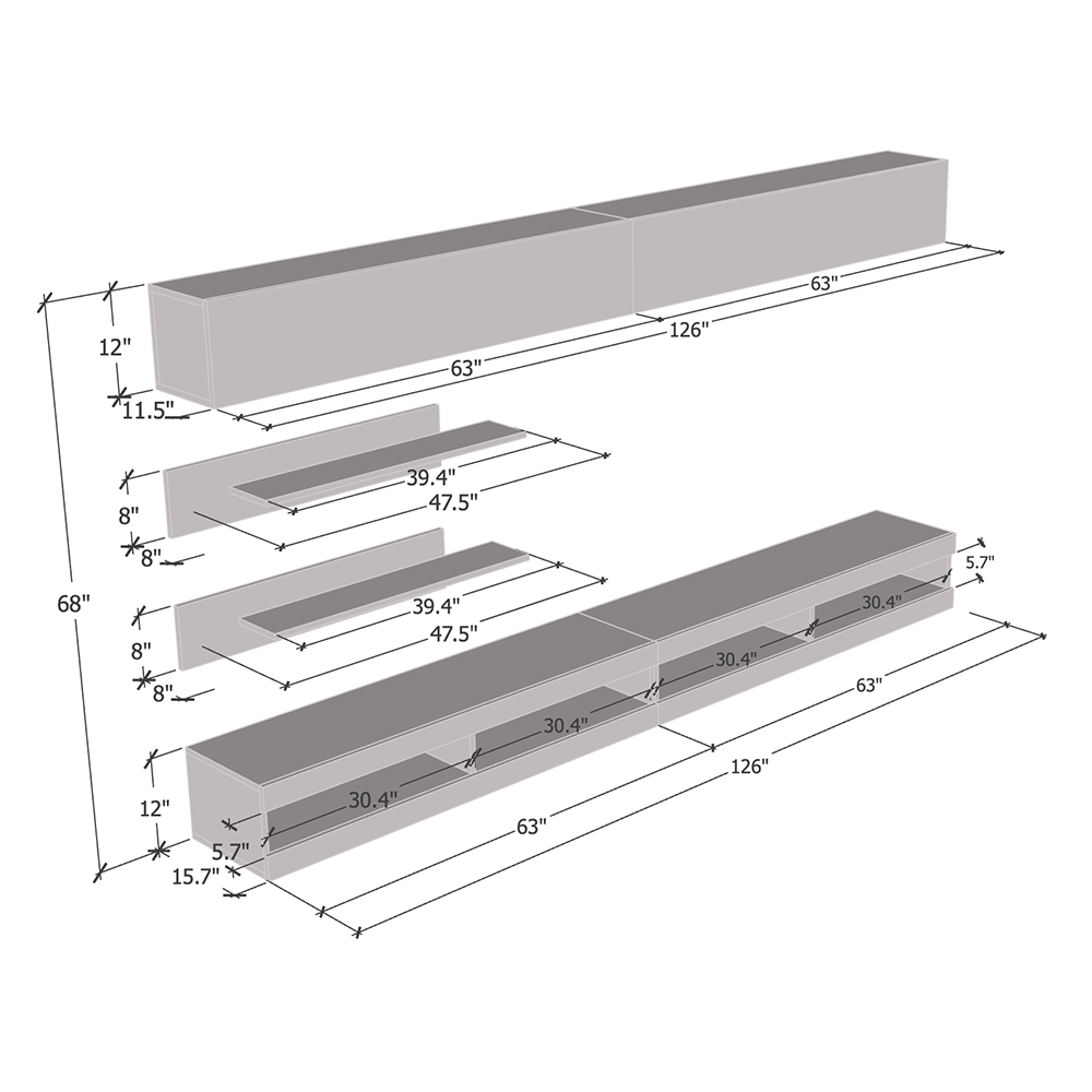Fly I 34TV Floating Entertainment Center - Meble Furniture