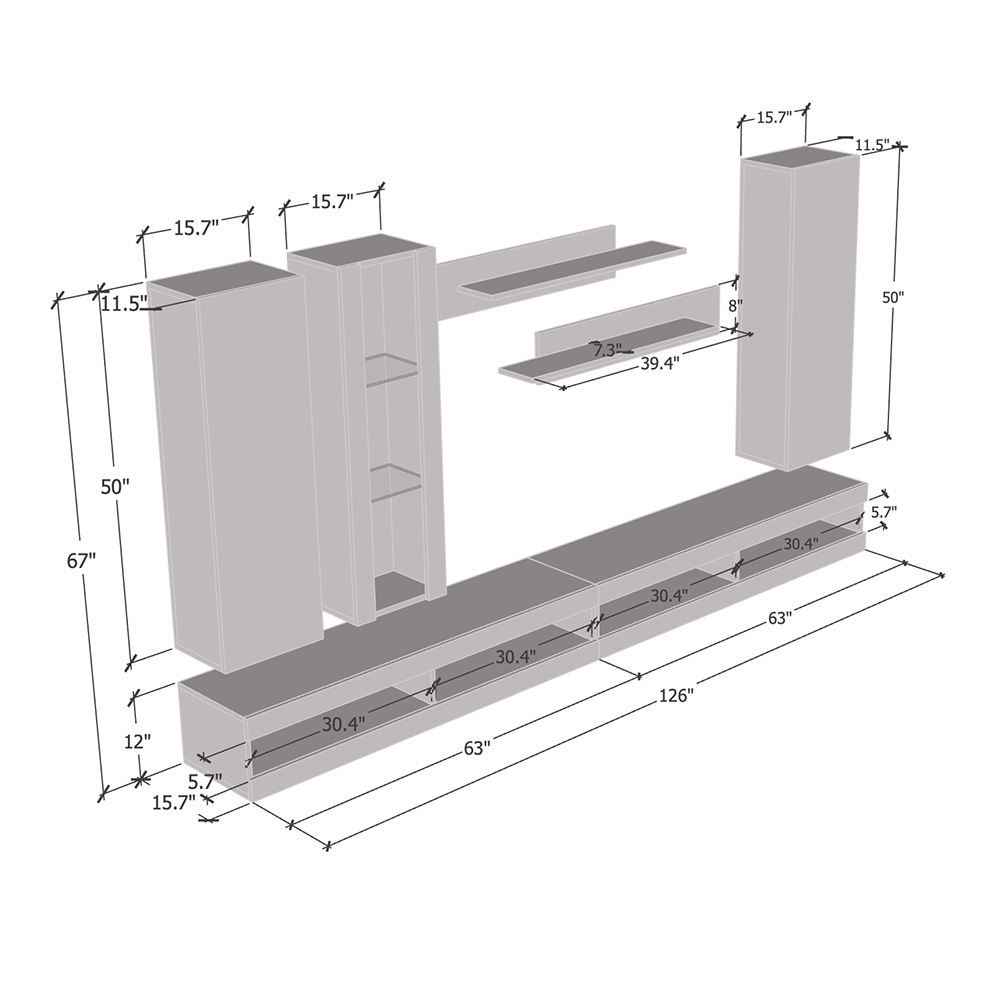 Fly E 34TV Floating Entertainment Center - Meble Furniture