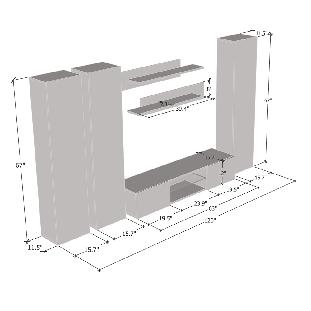 Fly C 33TV Floating Entertainment Center - Meble Furniture
