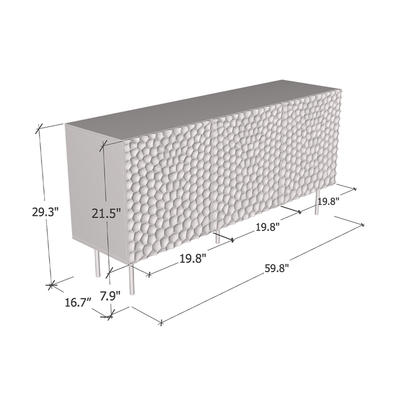 Hole 3D Sideboard dimensions diagram