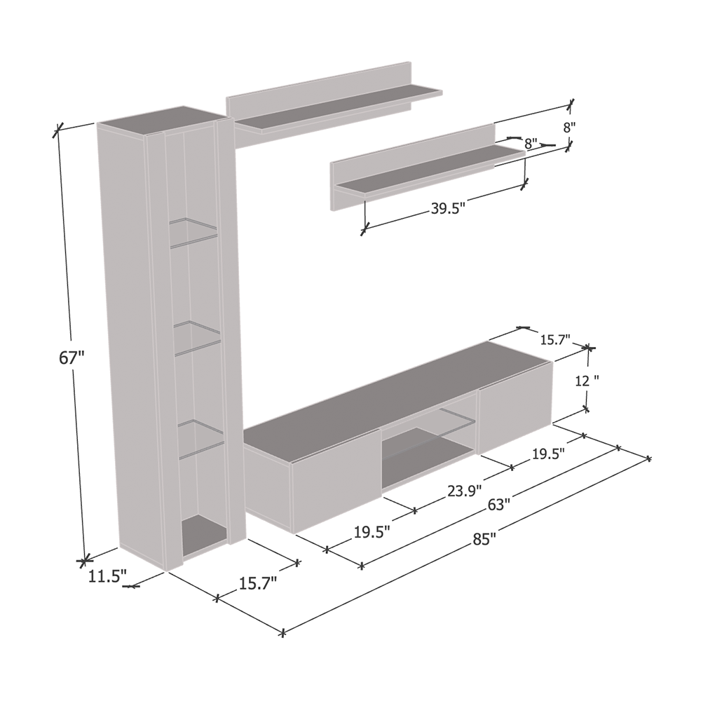 Fly G 33TV Floating Entertainment Center - Meble Furniture