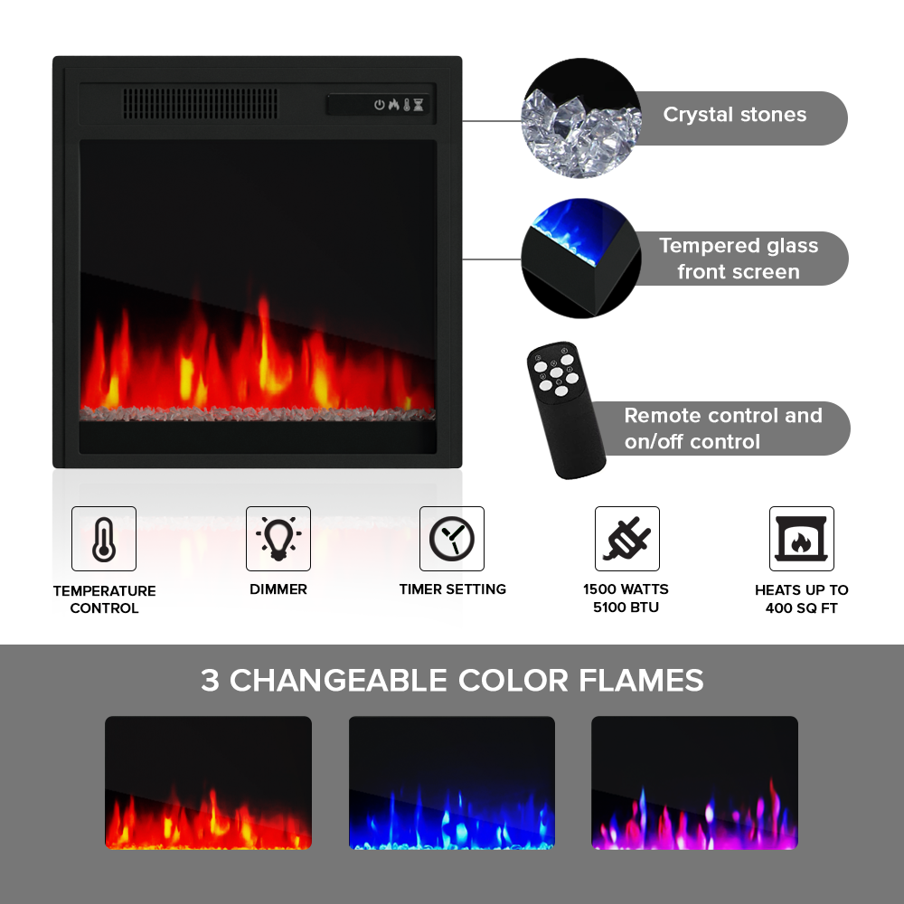 20" Electric Fireplace Heater - Meble Furniture