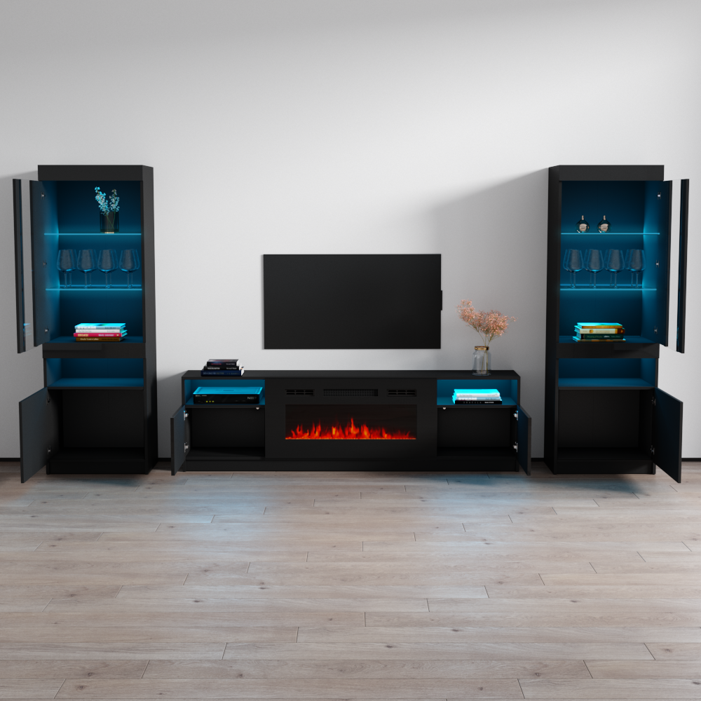 York 02 Fireplace Entertainment Center - Meble Furniture