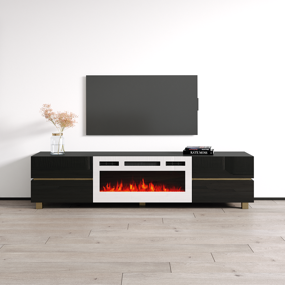 Bono 01 WH-EF Fireplace TV Stand - Meble Furniture