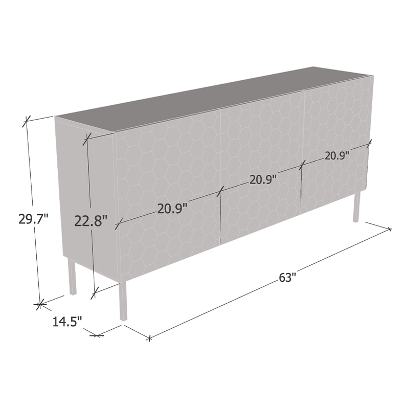 Hexa 02 Sideboard dimensions diagram