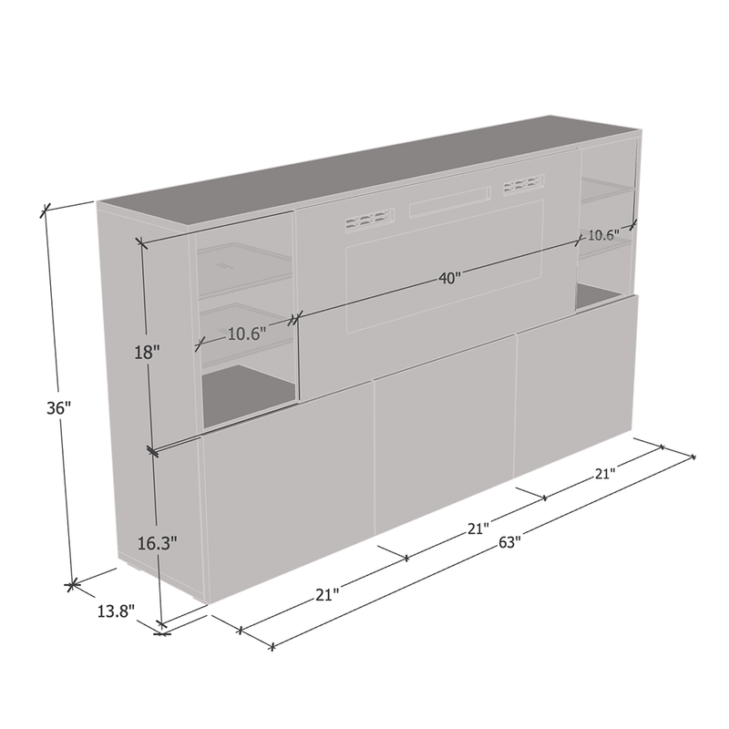 Komi 03 Fireplace Sideboard dimensions diagram