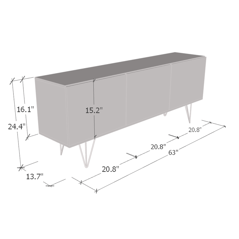 Kris 3D Sideboard dimensions diagram