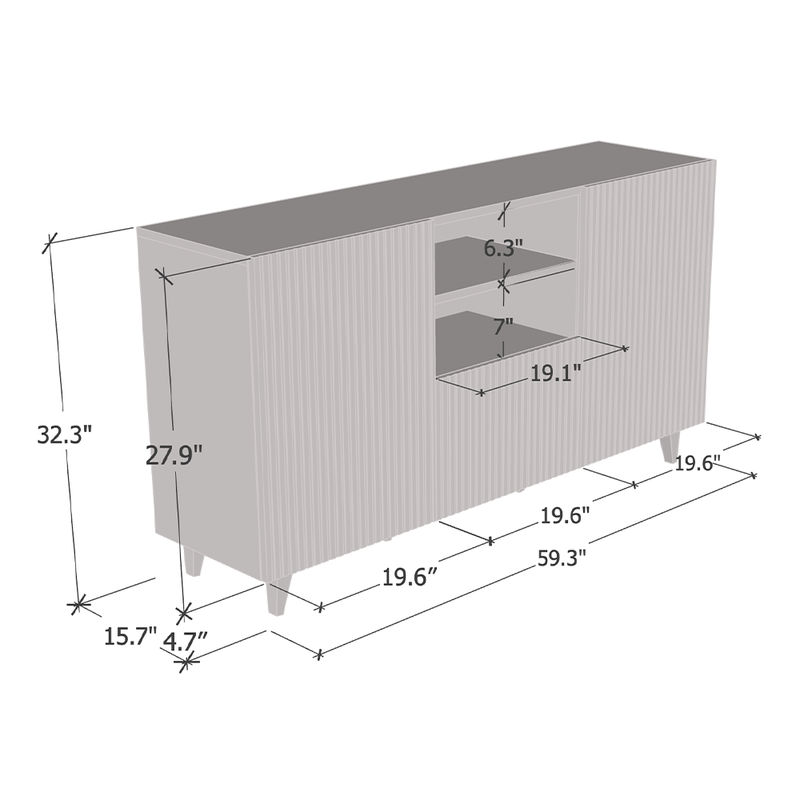 Pafos 2D1S Sideboard dimensions diagram