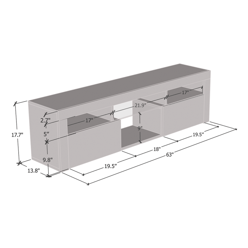 Bari 160 Floating TV Stand dimensions diagram