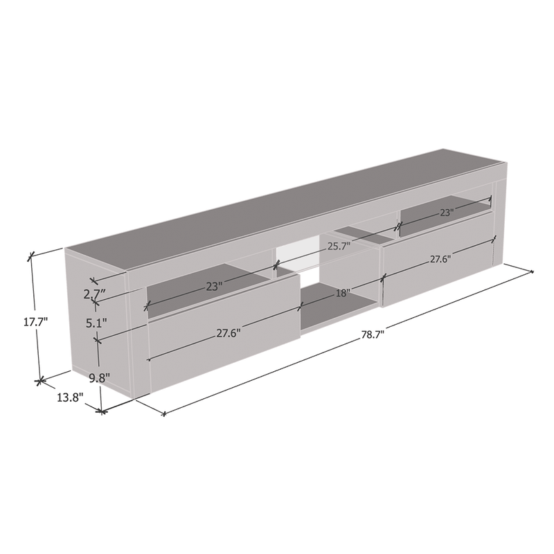 Bari 200 Floating TV Stand dimensions diagram