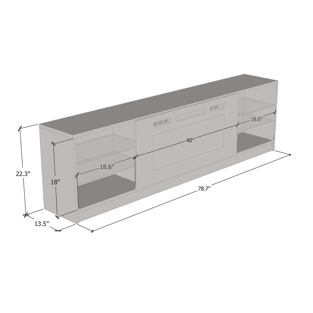 Boston WH01 Electric Fireplace 79" TV Stand - Meble Furniture