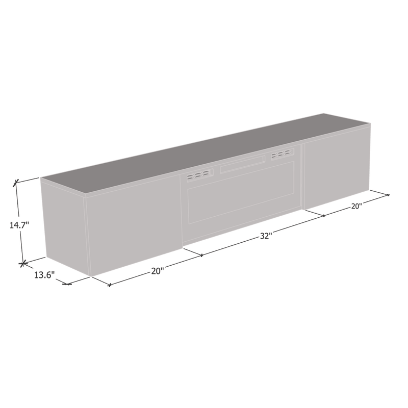 Cali WH-EF Floating Fireplace TV Stand dimensions diagram