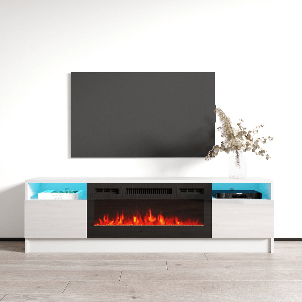 Duke 01 BL-EF Electric Fireplace 63" TV Stand - Meble Furniture