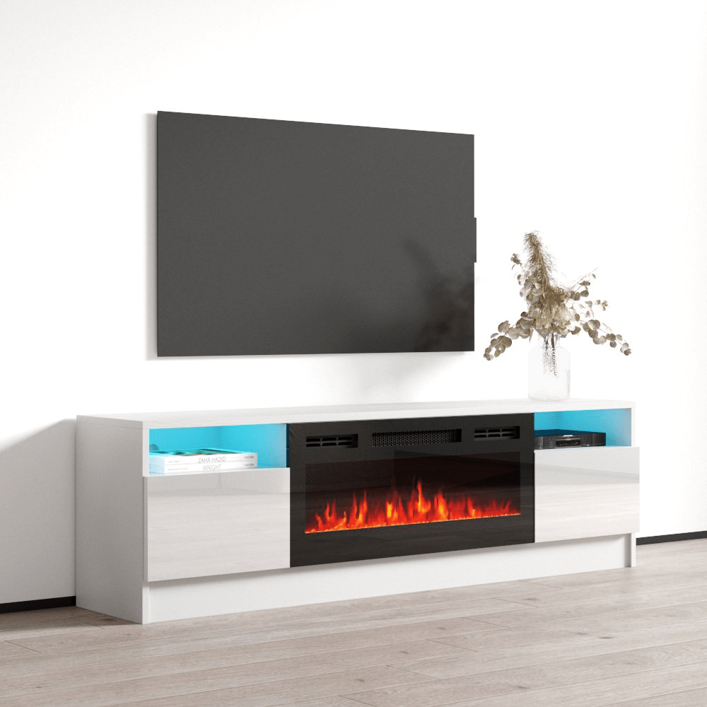 Duke 01 BL-EF Electric Fireplace 63" TV Stand - Meble Furniture