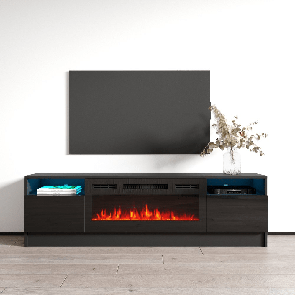 Duke 01 BL-EF Electric Fireplace 63" TV Stand - Meble Furniture