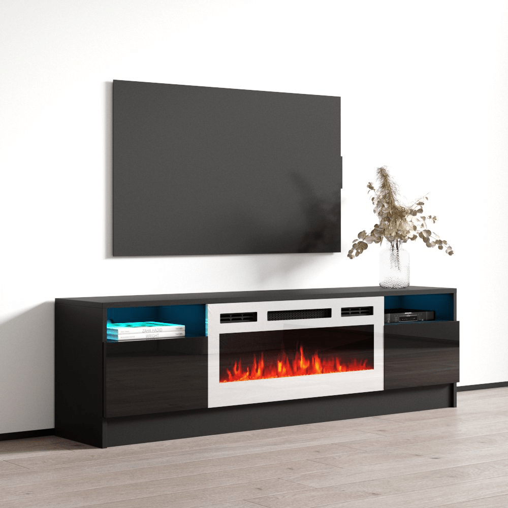 Duke 01 WH-EF Electric Fireplace 63" TV Stand - Meble Furniture