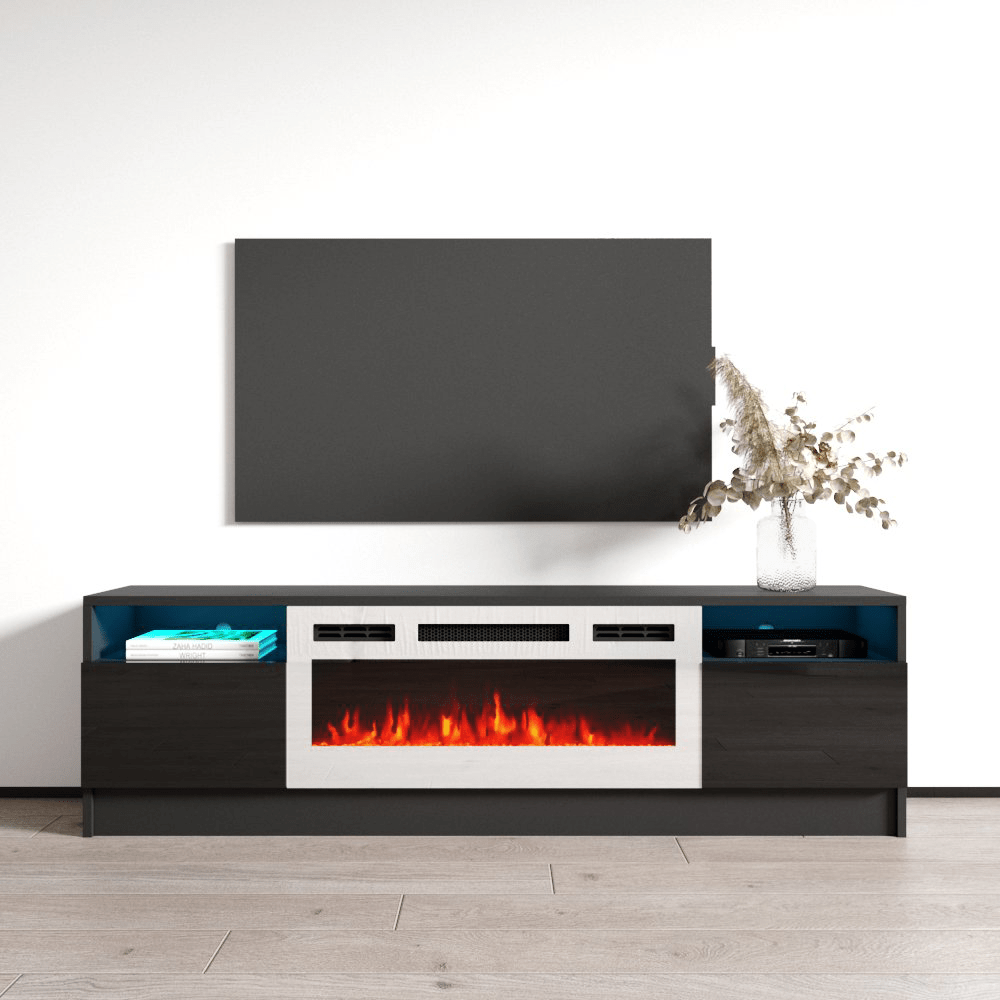 Duke 01 WH-EF Electric Fireplace 63" TV Stand - Meble Furniture
