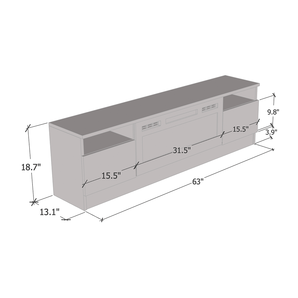 Duke 01 WH-EF Electric Fireplace 63" TV Stand - Meble Furniture