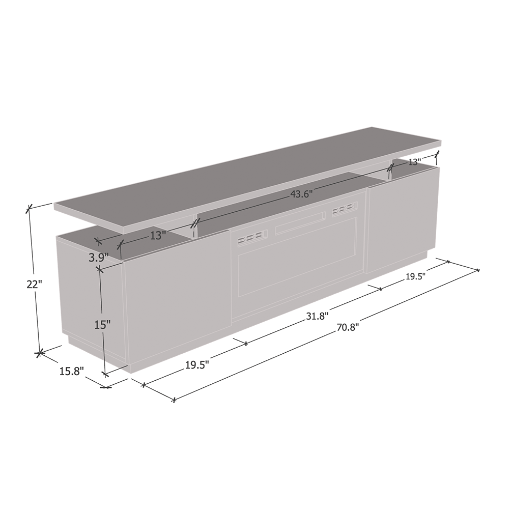 Eva-KWH Electric Fireplace 71" TV Stand - Meble Furniture