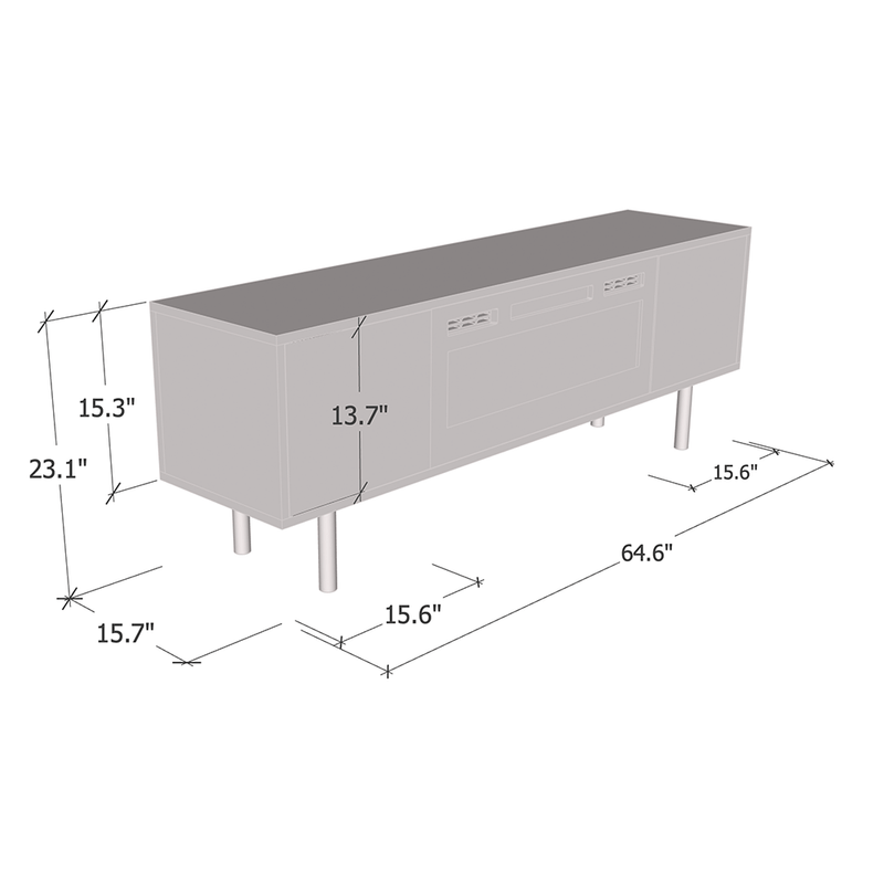 Goldie BL-EF Floating Fireplace TV Stand dimensions diagram